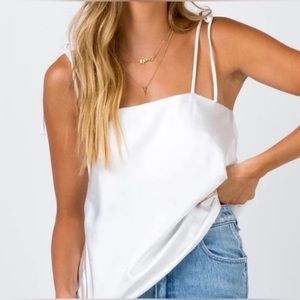 Princess Polly White Satin Tie Top